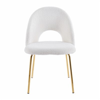 Metal bacaklı fildişi yemek sandalyeleri